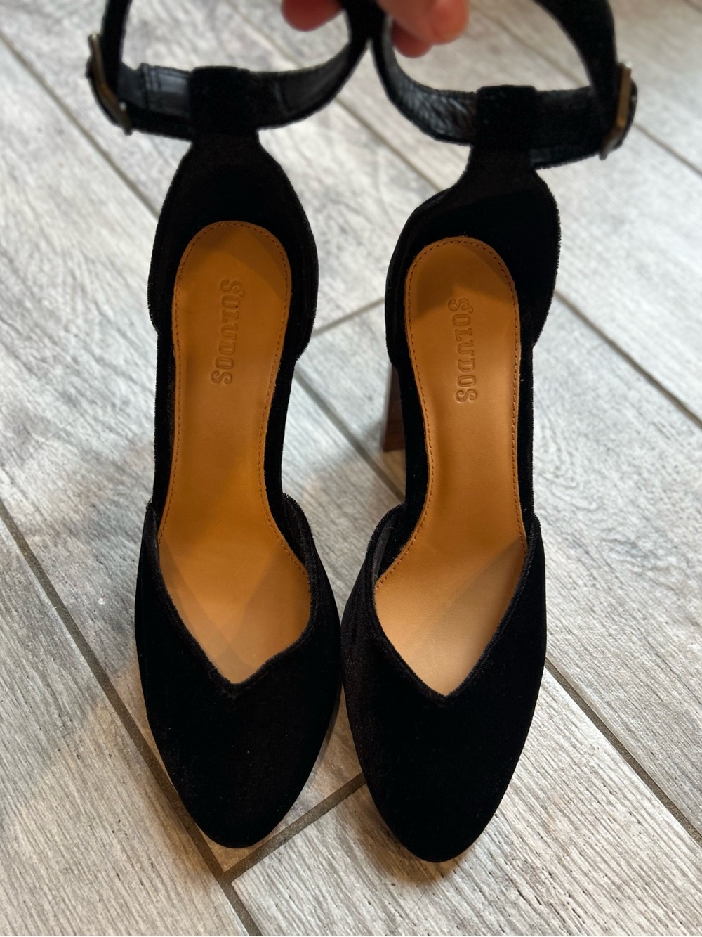 Soludos x Anthropologie Black Ankle Strap Block Heels, Women’s Size 6.5 - Picture 4 of 6